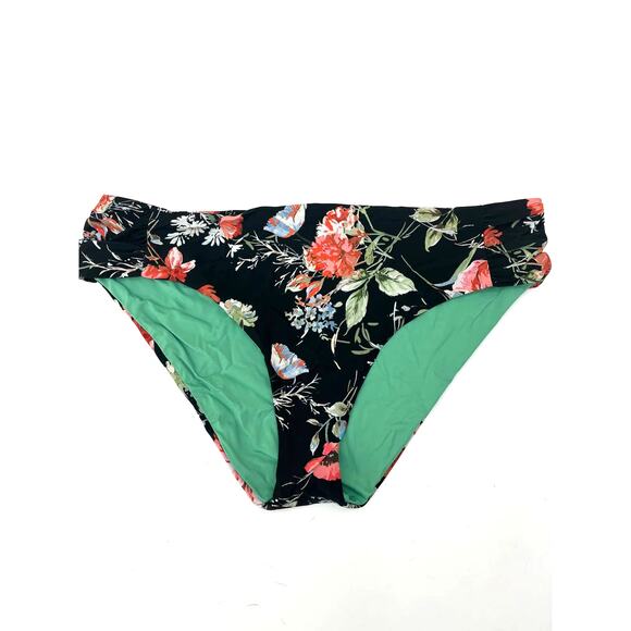 Becca Plus Size Black Floral Swimsuit Bikini Bottoms Size 2X NWT - Picture 2 of 4